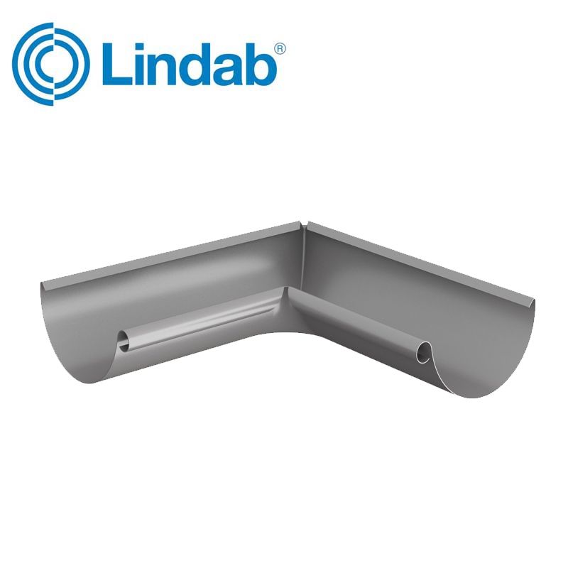 Product image for Lindab 125mm Half Round 90dg Internal Gutter Corner - Anthracite