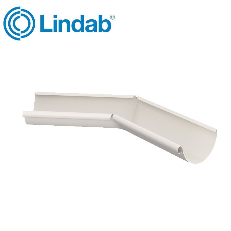 Product image for Lindab 100mm Half Round 135dg Internal Gutter Corner - Antique White