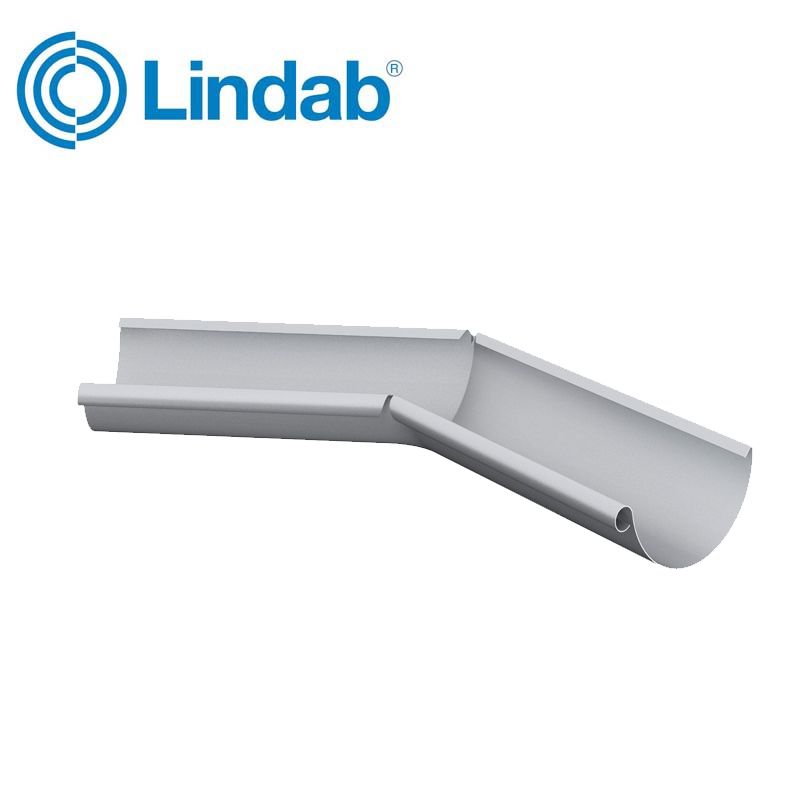 Product image for Lindab 125mm Half Round 135dg Internal Gutter Corner - Silver