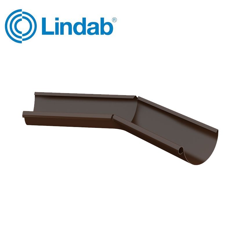 Product image for Lindab 125mm Half Round 135dg Internal Gutter Corner - Brown