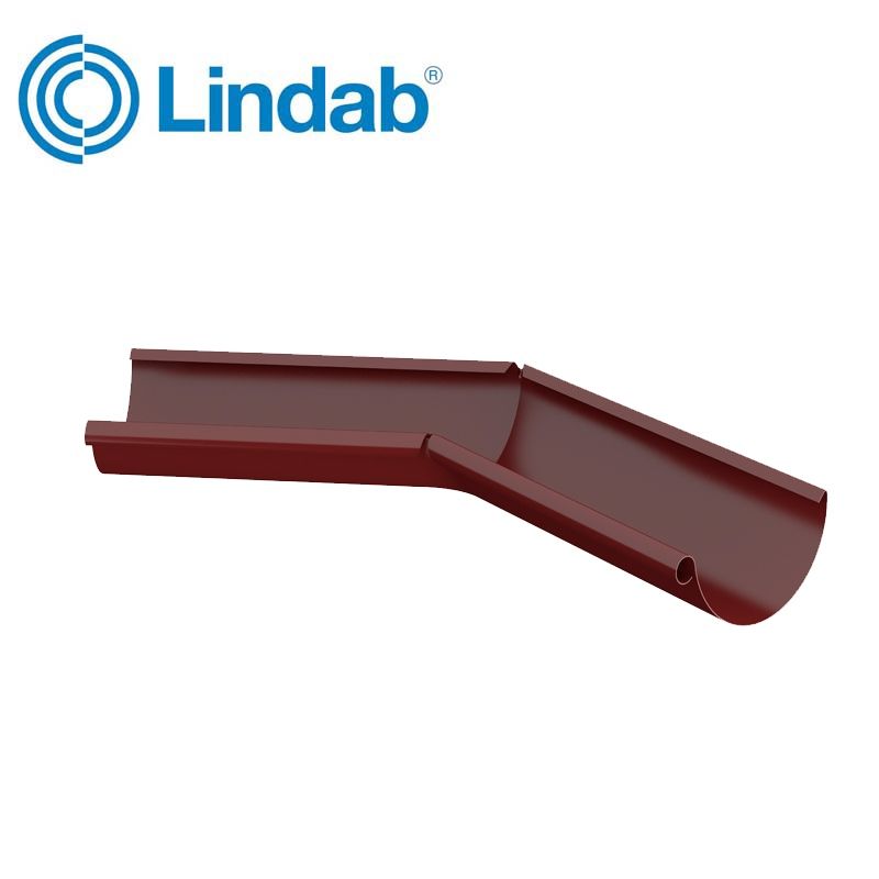 Product image for Lindab 125mm Half Round 135dg Internal Gutter Corner - Dark Red