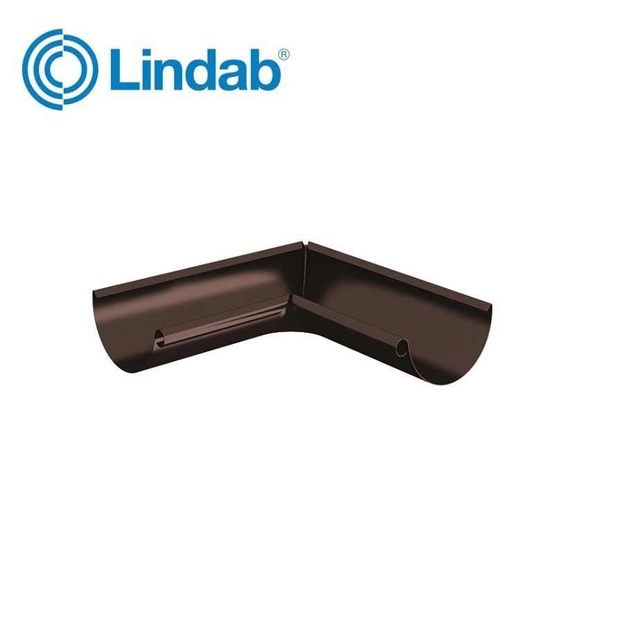Product image for Lindab 100mm Half Round 90dg Internal Gutter Corner - Coffee Brown