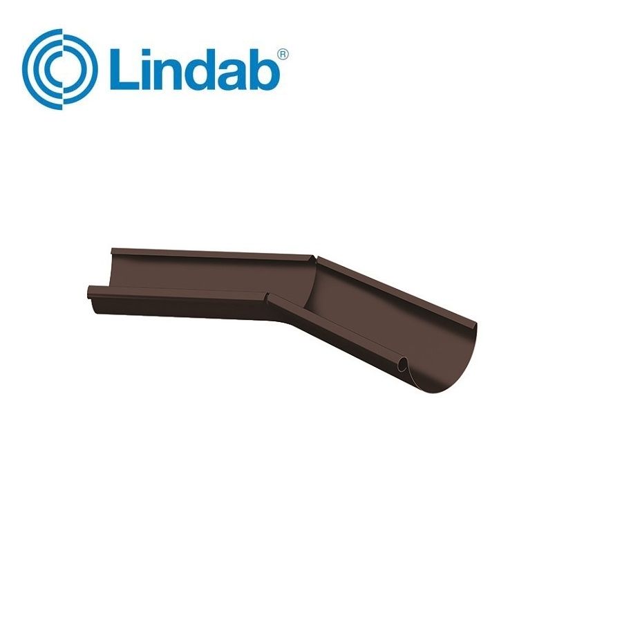 Product image for Lindab 125mm Half Round 135dg Internal Gutter Corner - Coffee Brown