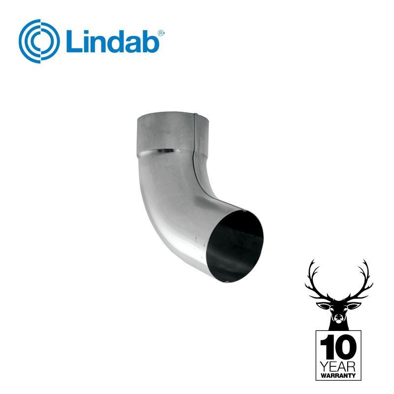 Product image for Lindab Magestic 87mm Galvanised Steel 70dg Downpipe Bend
