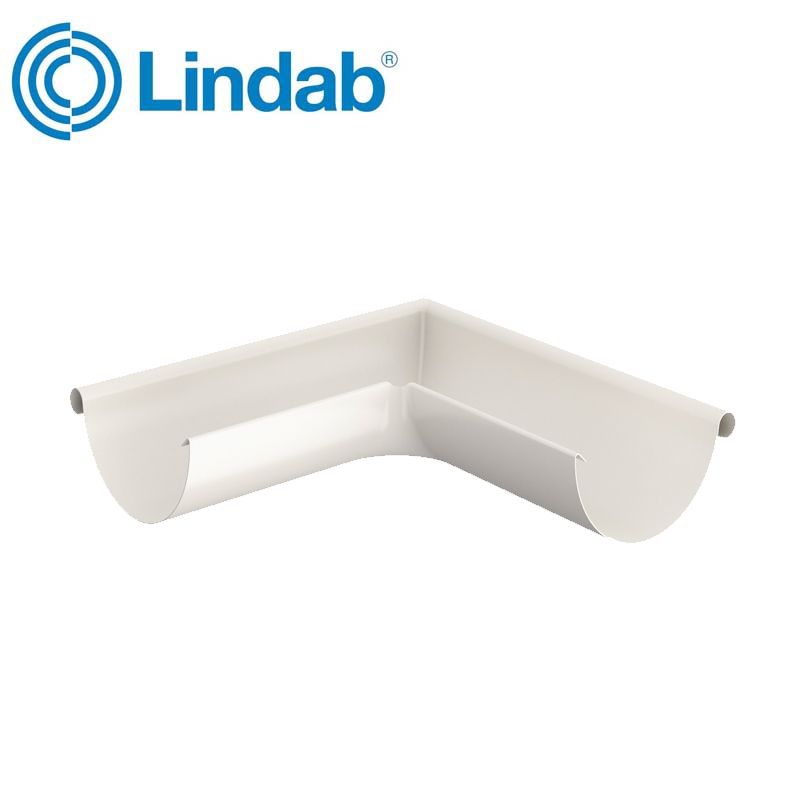 Product image for Lindab 100mm Half Round 90dg External Gutter Corner - Antique White
