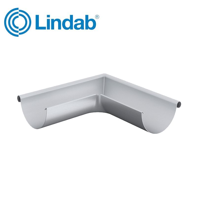 Product image for Lindab 125mm Half Round 90dg External Gutter Corner - Silver