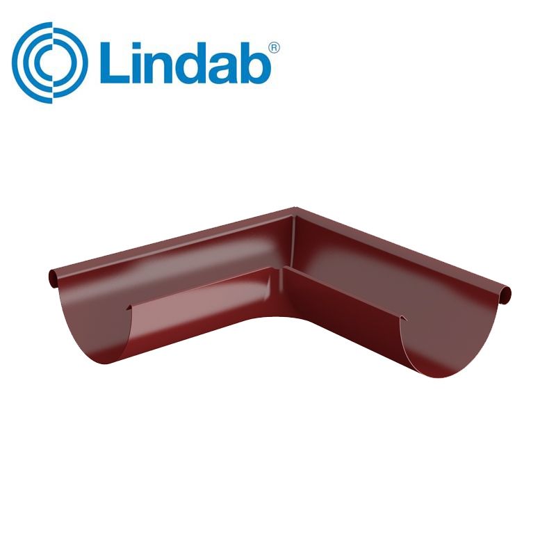Product image for Lindab 125mm Half Round 90dg External Gutter Corner - Dark Red