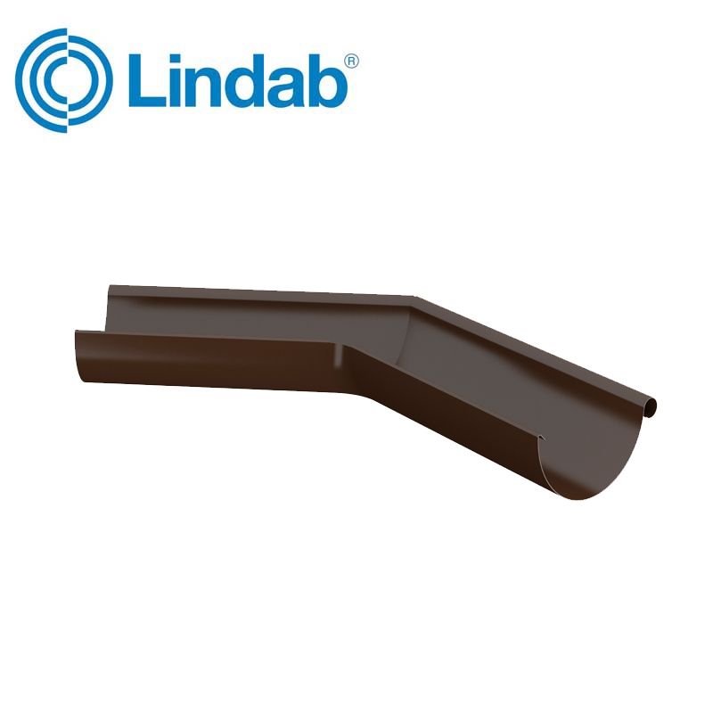 Image of Lindab 125mm Half Round 135dg External Gutter Corner - Brown