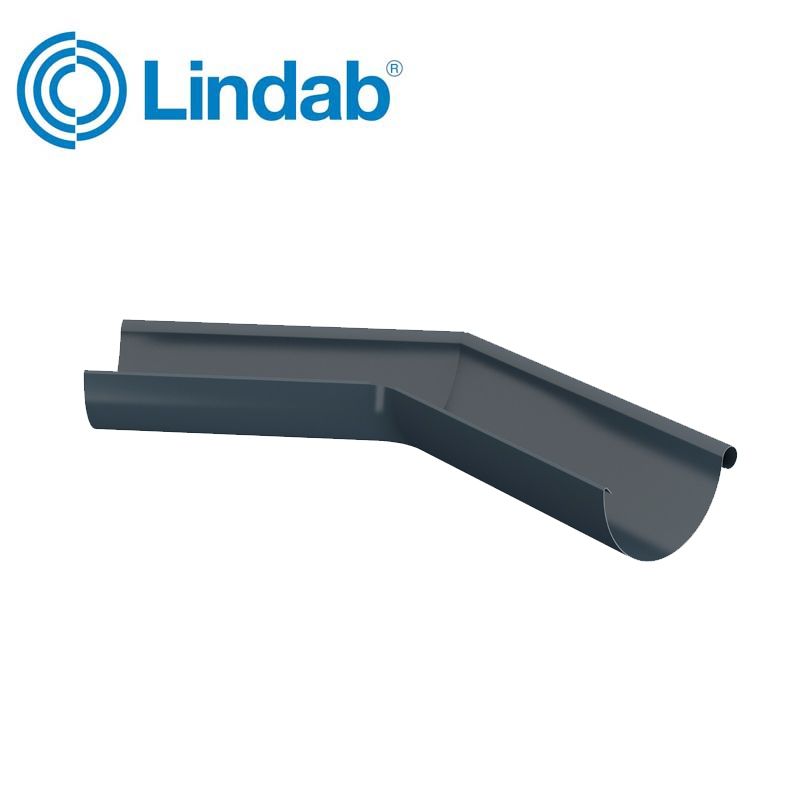 Image of Lindab 125mm Half Round 135dg External Gutter Corner - Dark Grey