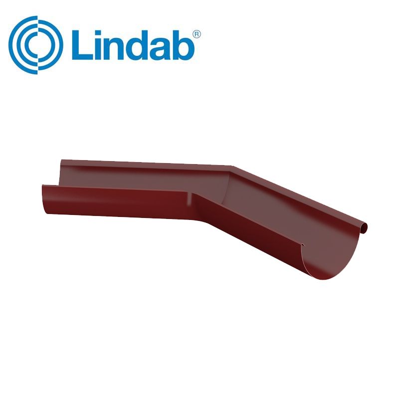 Product image for Lindab 125mm Half Round 135dg External Gutter Corner - Dark Red