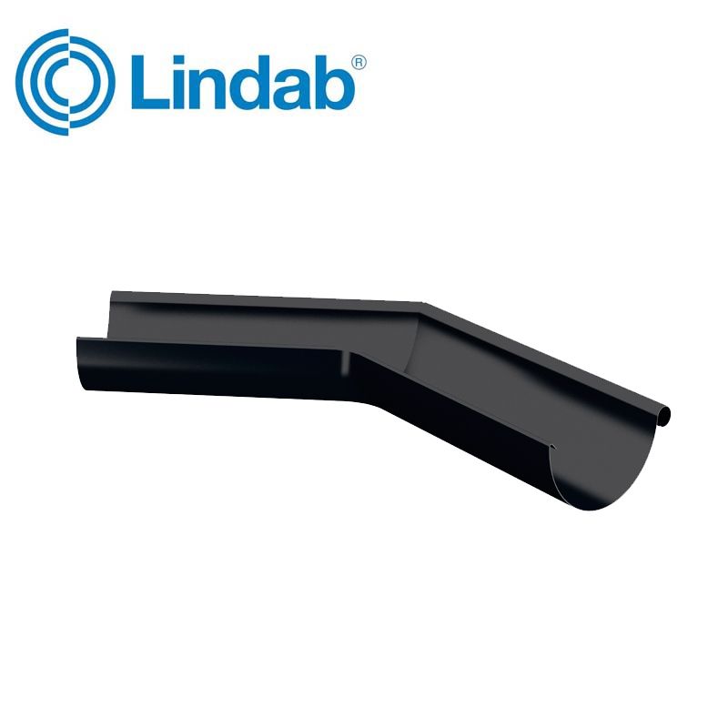 Image of Lindab 150mm Half Round 135dg External Gutter Corner - Black