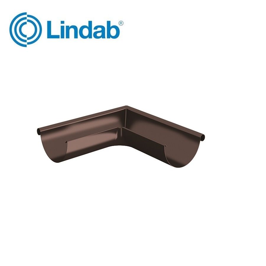Product image for Lindab 150mm Half Round 90dg External Gutter Corner - Coffee Brown