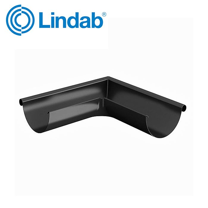 Product image for Lindab 150mm Half Round 90dg External Gutter Corner - Anthracite Grey