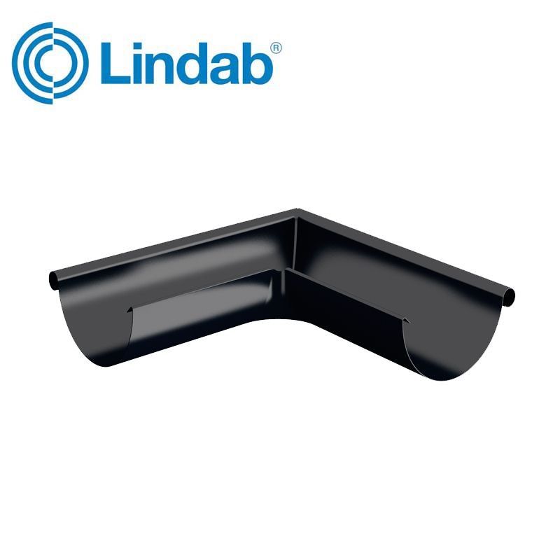 Product image for Lindab 100mm Half Round 90dg External Gutter Corner - Anthracite Grey