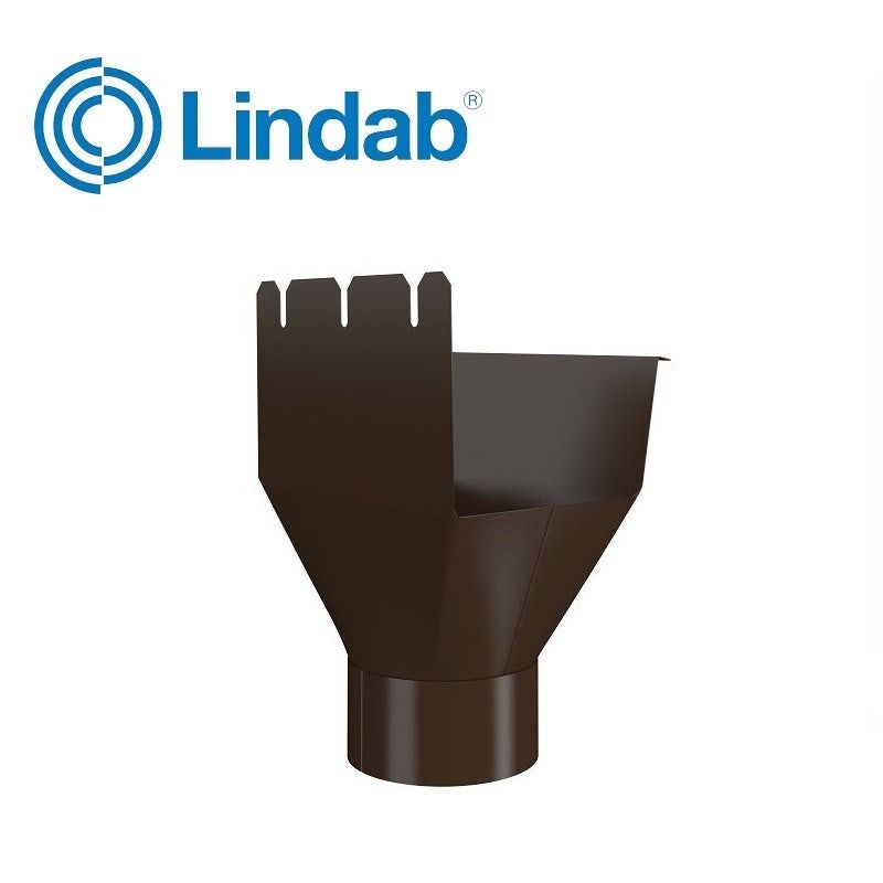 Product image for Lindab 140mm - 75mm Rectangular Gutter Outlet - Brown