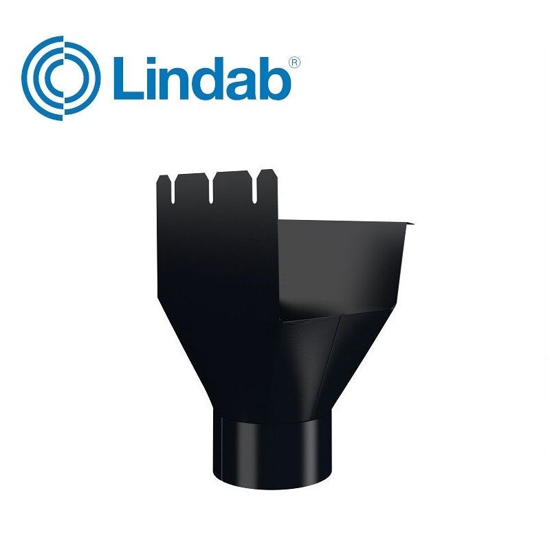 Product image for Lindab 140mm-100mm Rectangular Gutter Outlet - Black