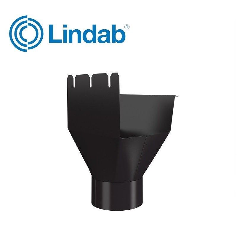 Product image for Lindab 140mm-100mm Rectangular Gutter Outlet - Coffee Brown