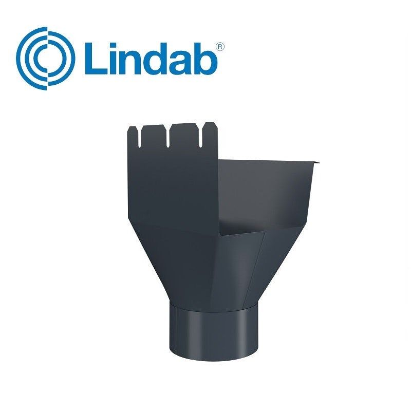 Product image for Lindab 140mm-100mm Rectangular Gutter Outlet - Dark Grey