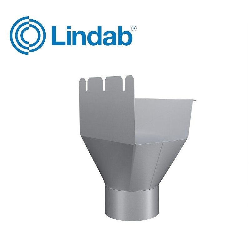 Product image for Lindab 140mm-100mm Rectangular Gutter Outlet - Silver Metallic