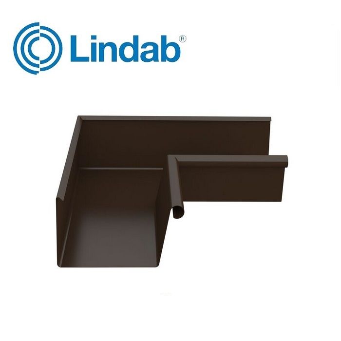 Product image for Lindab 140mm Rectangular 90dg Internal Gutter Corner - Brown