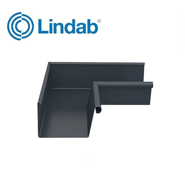 Product image for Lindab 140mm Rectangular 90dg Internal Gutter Corner - Dark Grey