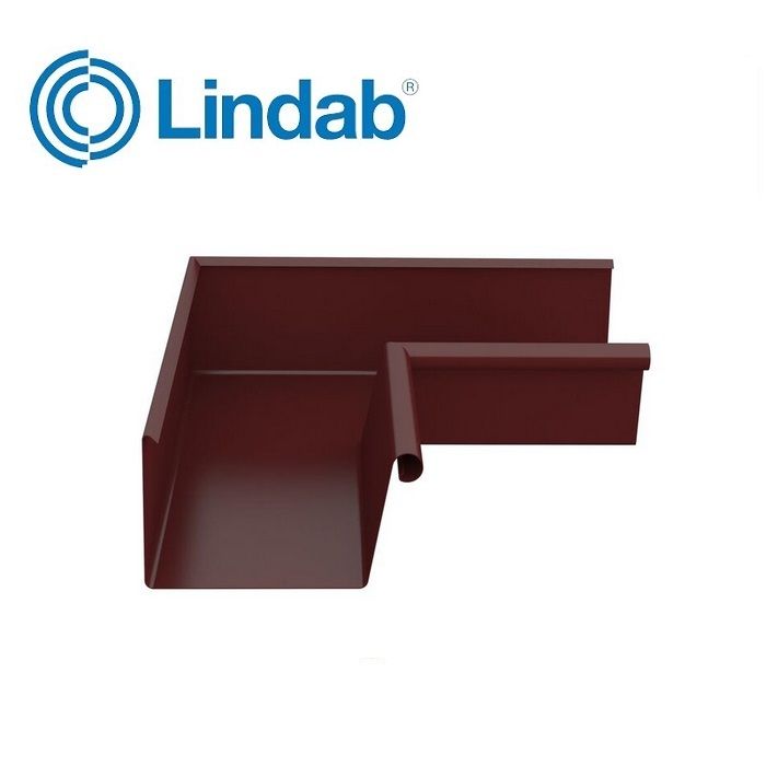 Product image for Lindab 140mm Rectangular 90dg Internal Gutter Corner - Dark Red