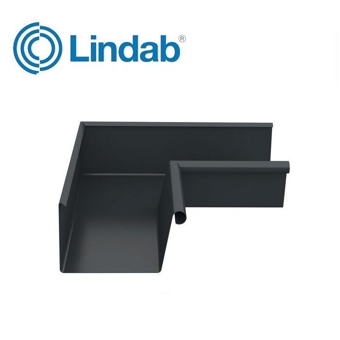 Product image for Lindab 140mm Rectangular 90dg Internal Gutter Corner - Anthracite Grey