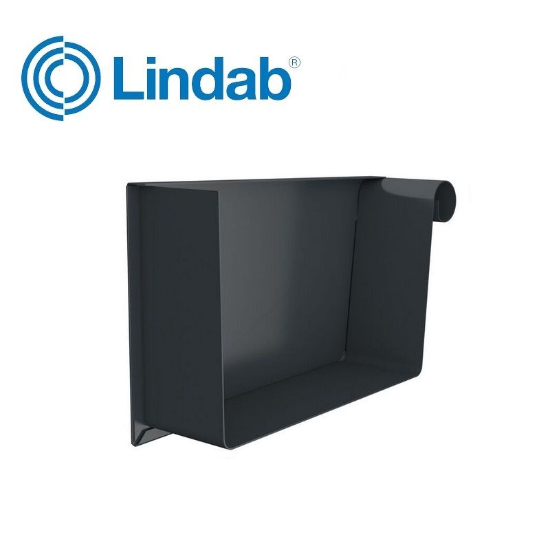 Product image for Lindab 140mm Rectangular Right Handed Stop End - Anthracite Grey