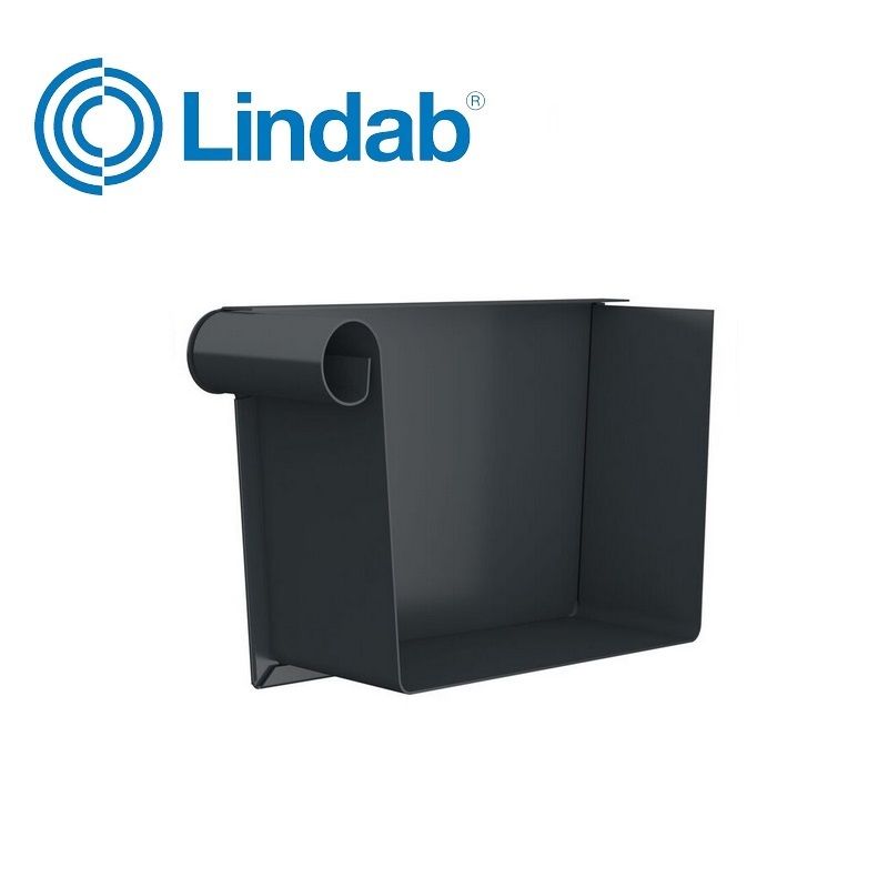 Product image for Lindab 140mm Rectangular Left Handed Stop End - Anthracite Grey