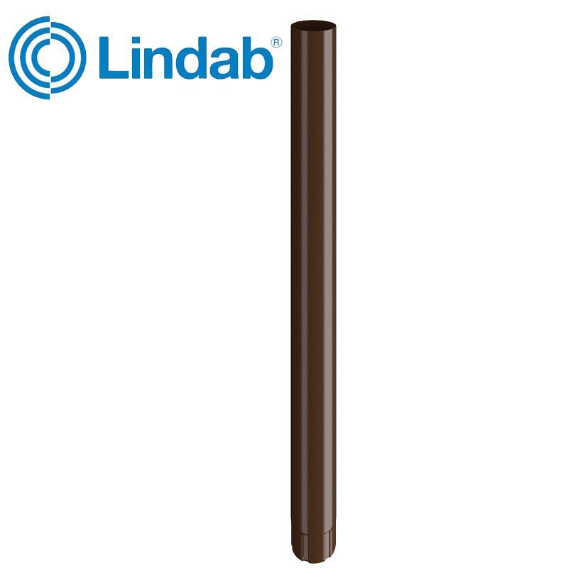 Image of Lindab 100mm Round Steel Downpipe - Brown