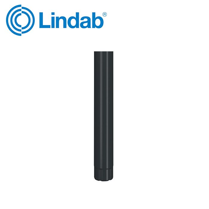 Product image for Lindab 75mm Round Steel 3m Downpipe - Anthracite Grey