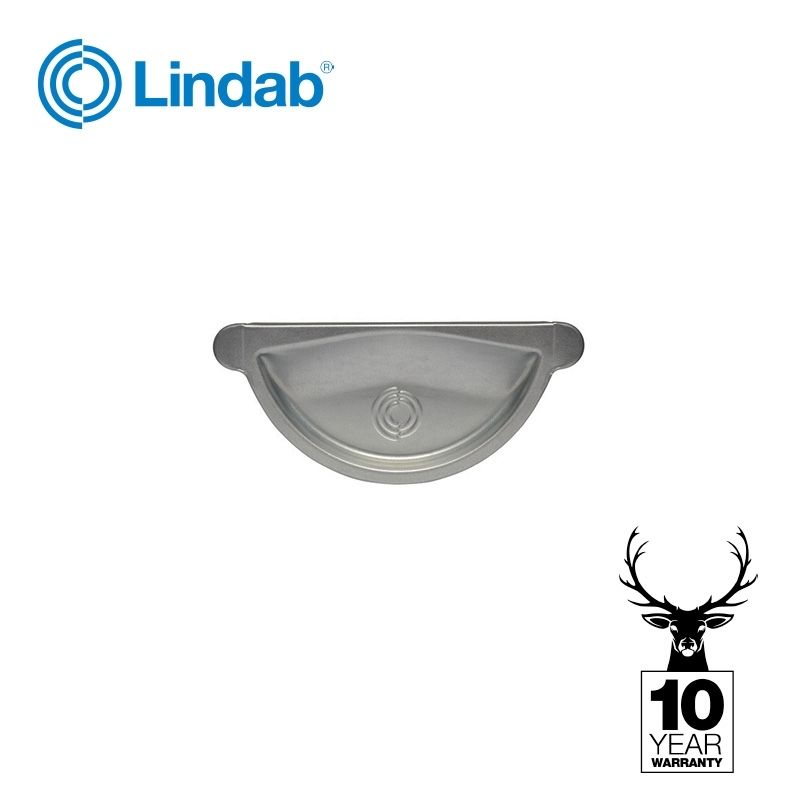 Image of Lindab Galvanised Steel Gutter Half Round Self-Sealing Stopend 150mm - Magestic