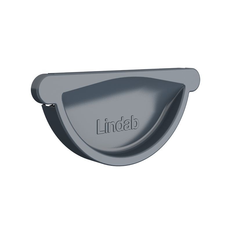 Product image for Lindab 100mm Half Round Steel Self Sealing Stop End - Dark Grey