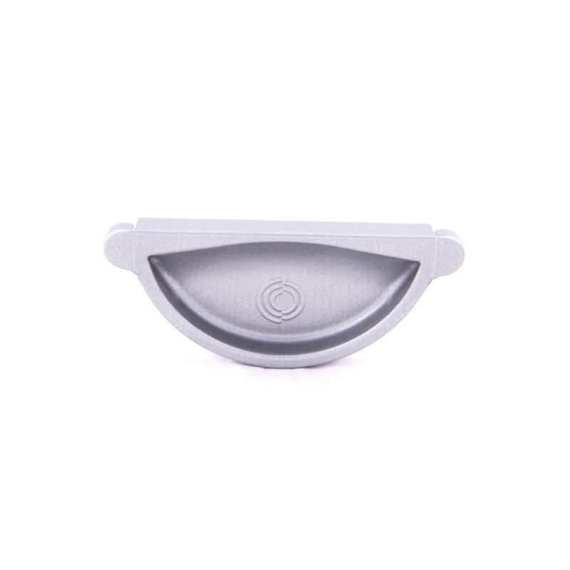Image of Lindab 125mm Half Round Steel Self Sealing Stop End - Silver Metallic
