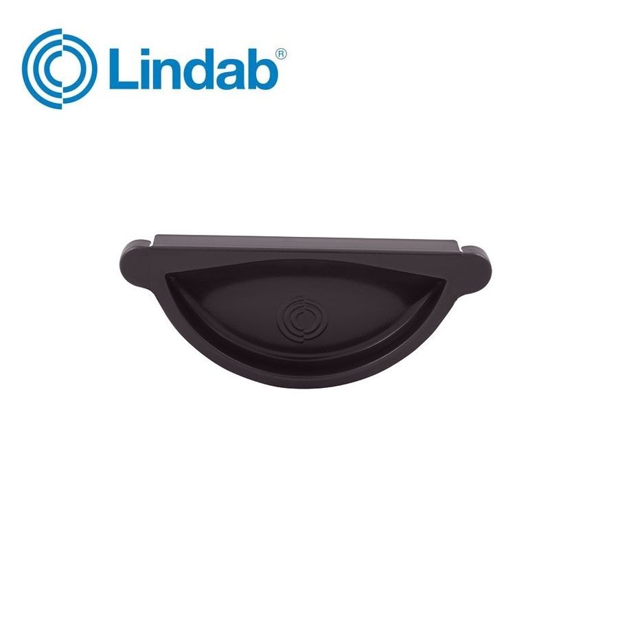 Product image for Lindab 150mm Half Round Steel Self Sealing Stop End - Coffee Brown