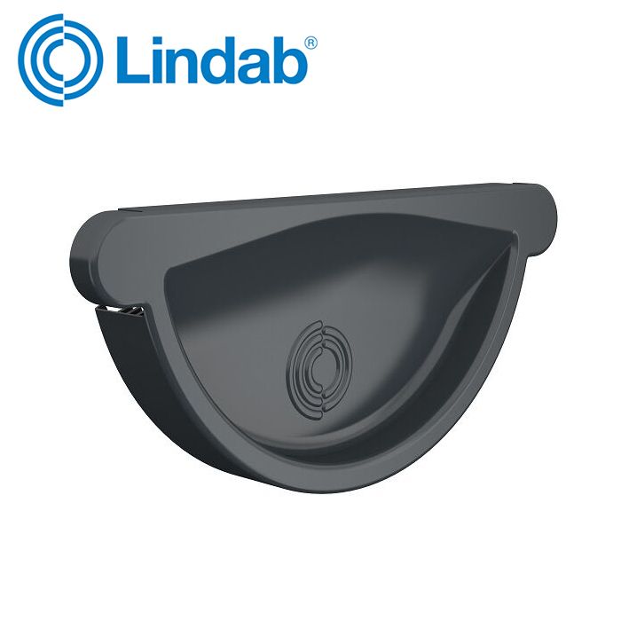 Product image for Lindab 150mm Half Round Steel Self Sealing Stop End - Anthracite Grey