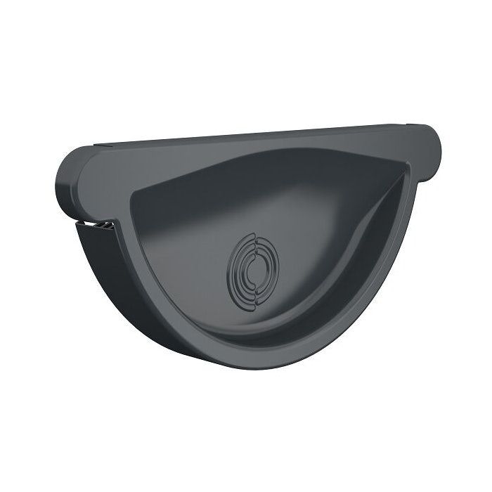 Product image for Lindab 100mm Half Round Steel Self Sealing Stop End - Anthracite Grey