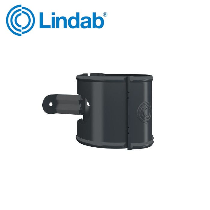 Product image for Lindab 87mm Steel Universal Pipe Bracket - Anthracite Grey