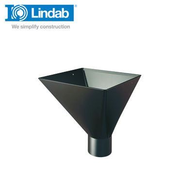 Product image for Lindab 120mm Square Steel Large Water Hopper - Black