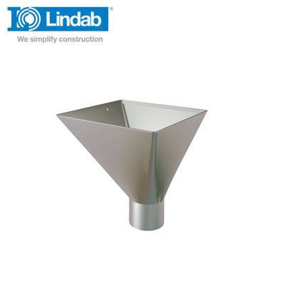 Product image for Lindab 120mm Square Steel Large Water Hopper - Silver Metallic