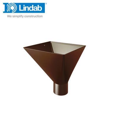 Product image for Lindab 120mm Square Steel Large Water Hopper - Brown