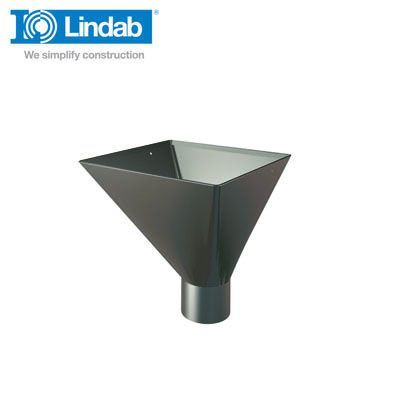 Product image for Lindab 120mm Square Steel Large Water Hopper - Dark Grey