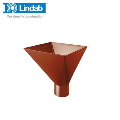 Product image for Lindab 120mm Square Steel Large Water Hopper - Dark Red
