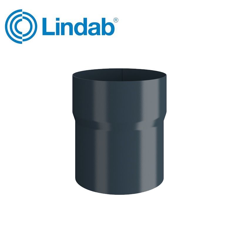 Product image for Lindab 75mm Round Steel Pipe Connector - Dark Grey