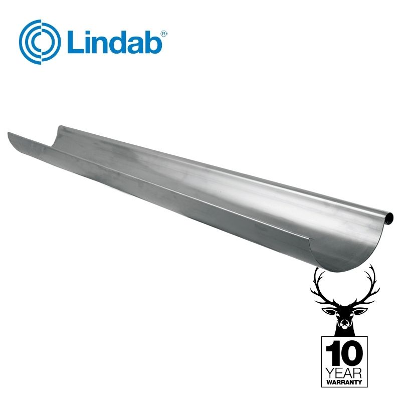 Product image for Galvanised Steel Gutter Half Round 100mm x 3m - Lindab Magestic