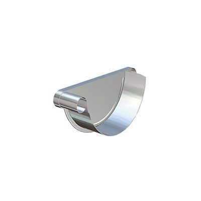 Product image for Lindab 190mm Half Round Steel Right Handed Stop End - Silver Metallic