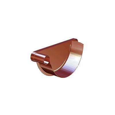 Product image for Lindab 190mm Half Round Steel Left Handed Stop End - Dark Red