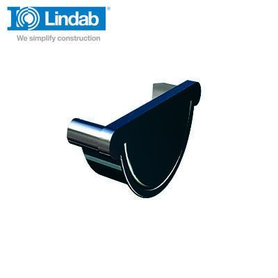 Product image for Lindab 190mm Half Round Steel Right Handed Stop End - Black