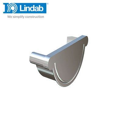 Product image for Lindab 190mm Half Round Steel Left Handed Stop End - Silver Metallic