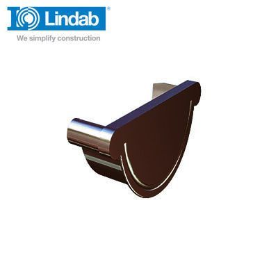 Product image for Lindab 190mm Half Round Steel Right Handed Stop End - Brown